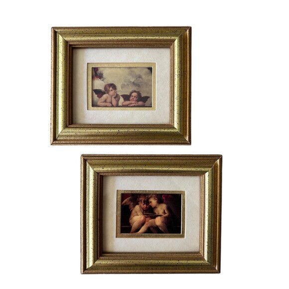 Set of 2 Vintage Framed Cherub Prints • Raphael Angel Art Reproductions Art - Picture 5 of 5